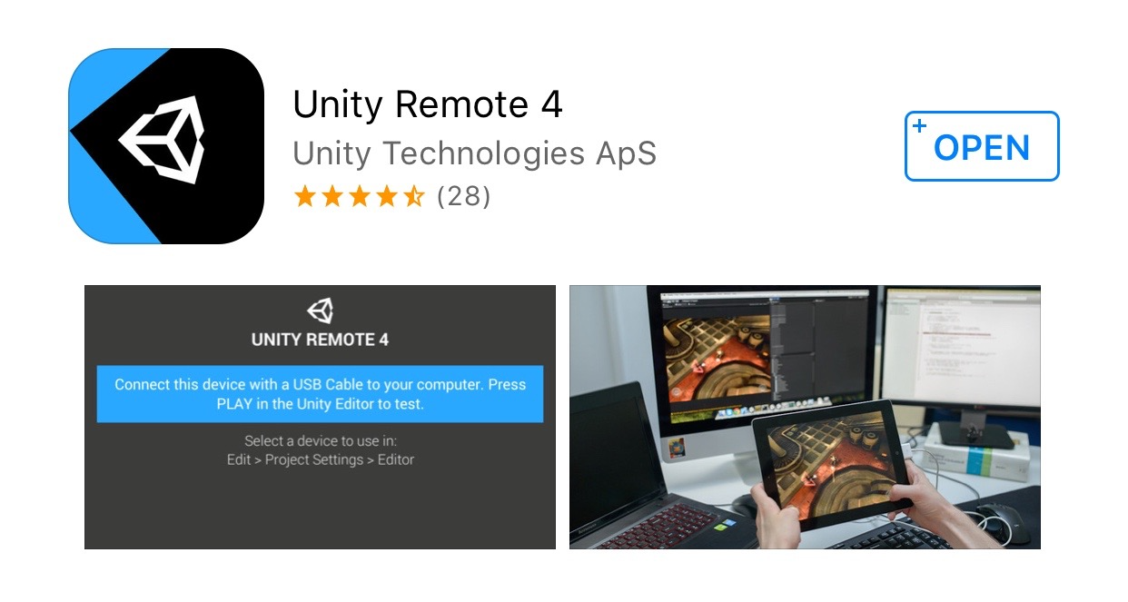 Unity Remote 4 na App Store