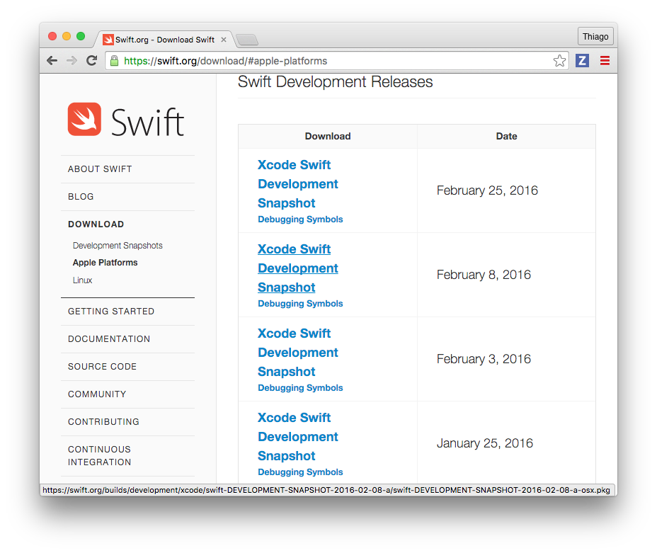 Swift Download Page